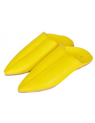 Zapatilla en cuero natural amarillo real