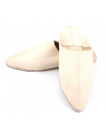 Handgefertigter Slipper aus echtem beige Leder
