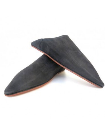 Fekete bőr kézműves babucs