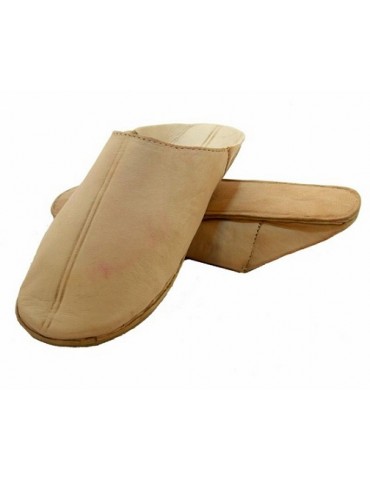 Handmade slipper in real Beige leather