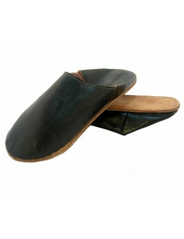 Handmade leather slipper Black