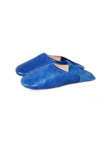 Pantofola donna in pelle blu