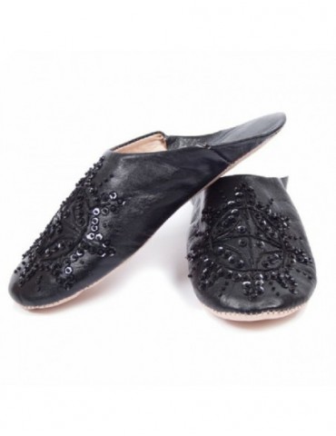 Slippers for women black leather