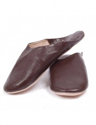 Natural leather slipper Brown