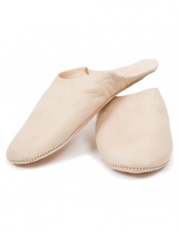 Handgefertigter Slipper aus echtem beige Leder
