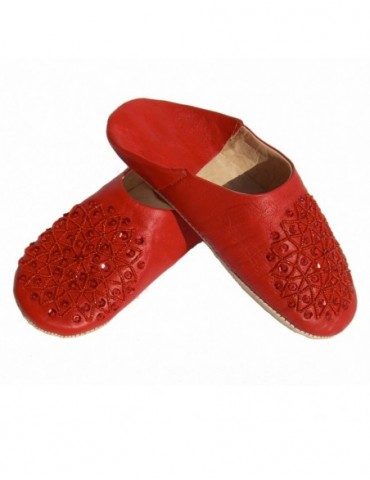 Zapatillas para mujer cuero rojo