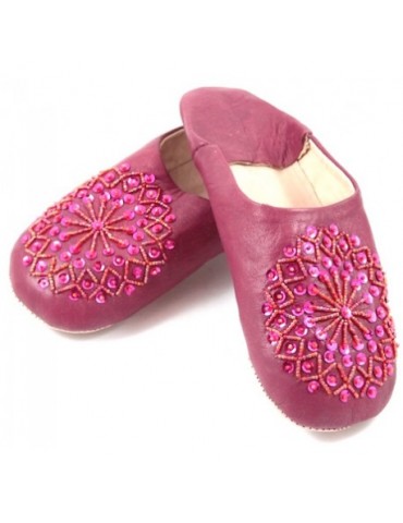 Tofflor för rosa läder för kvinnor