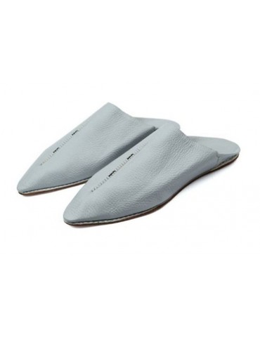 Pointed Slipper in Gray Leather