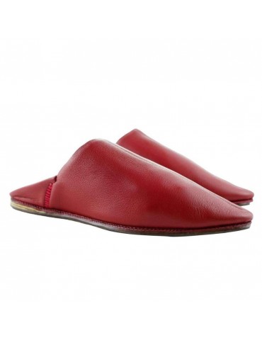 Slipper in real natural leather Red
