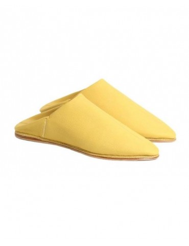 Slipper in real yellow natural leather