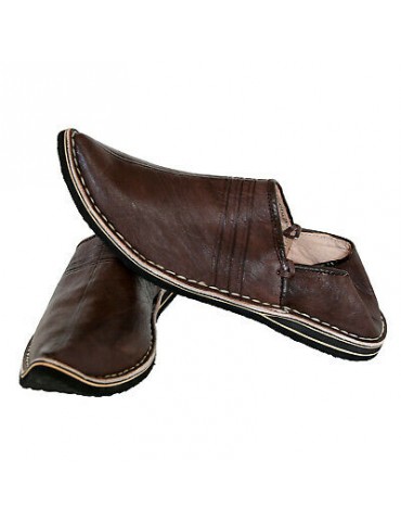 Slipper in real natural leather Brown