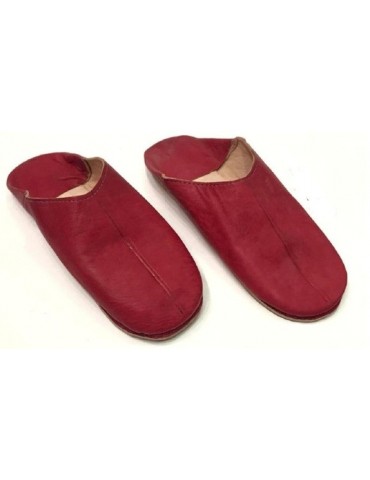 Round leather slipper Red