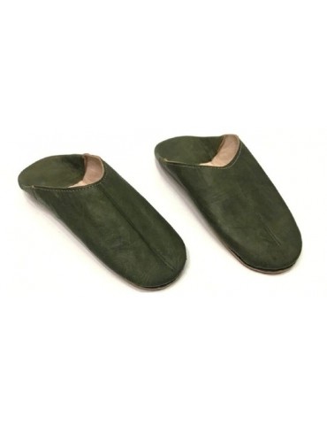 green leather slipper
