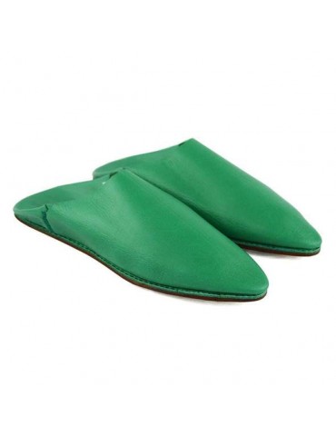Zapatilla en cuero natural verde real