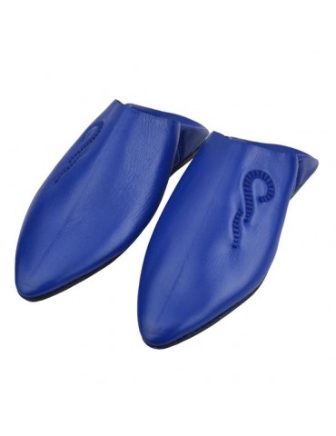 Royal slipper in real blue natural leather