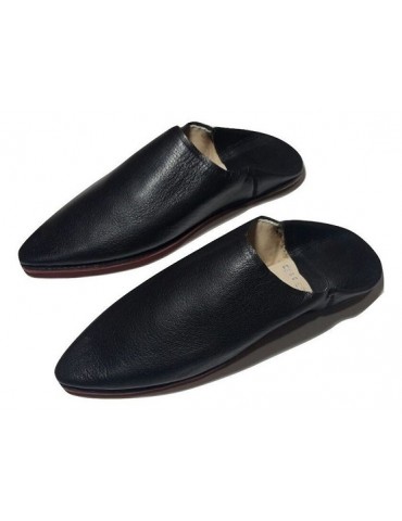 Handmade leather slipper Black