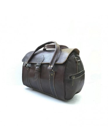 Travel bag in real natural leather Brown