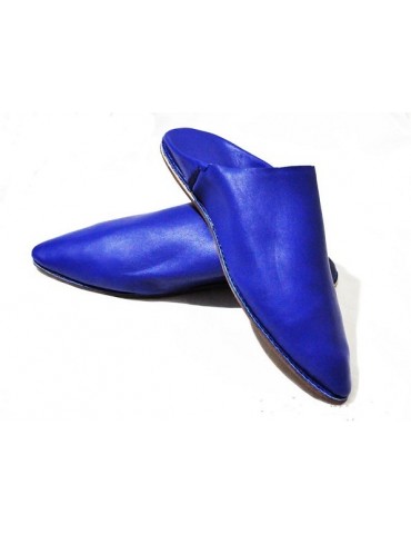Slipper in real blue leather