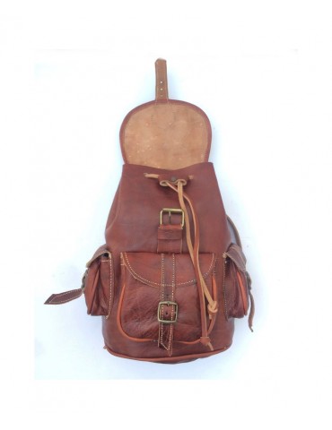 Natural leather backpack Brown