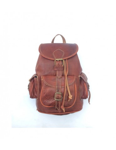 Natural leather backpack Brown