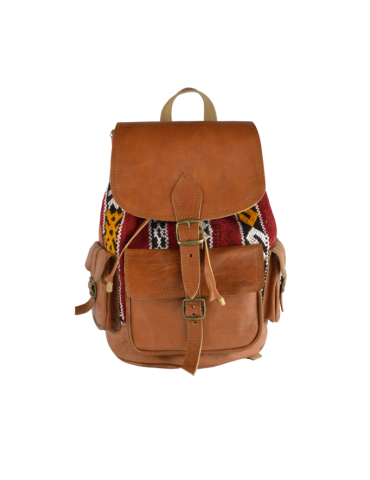 Sac à dos en cuir et kilim Marron