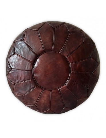 Pouf for living room in real natural leather Brown