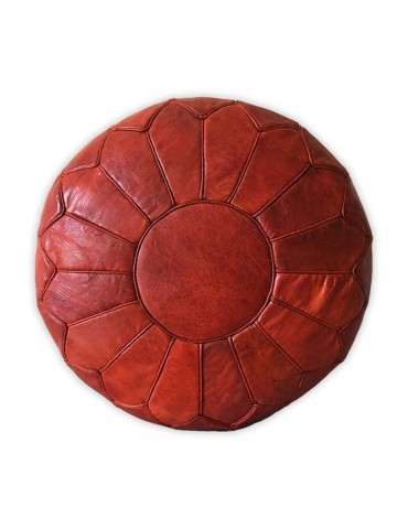 Pouf for living room in real natural leather Brown