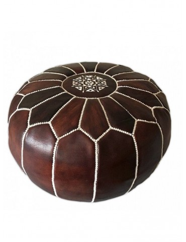 Pouf in real natural leather Brown