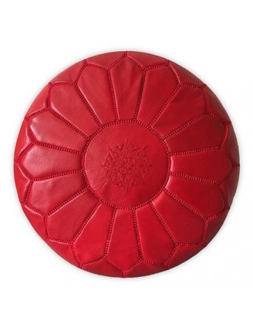 Pouf in real natural leather Red