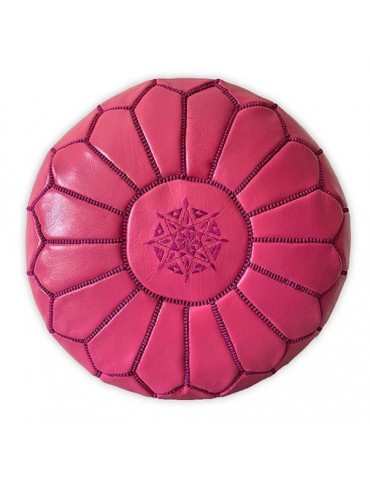 Pouffe in real natural leather Rose