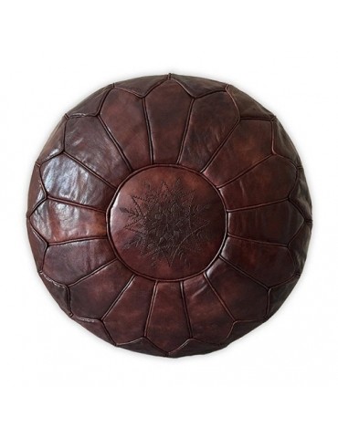 Pouf for living room in natural leather