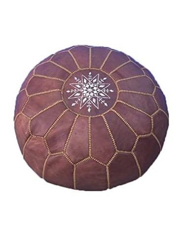 Pouffe Brown natural leather Artisanal