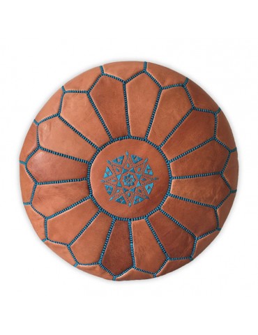 Natural leather pouffe