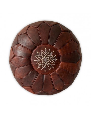 Morocco crafts leather pouffe