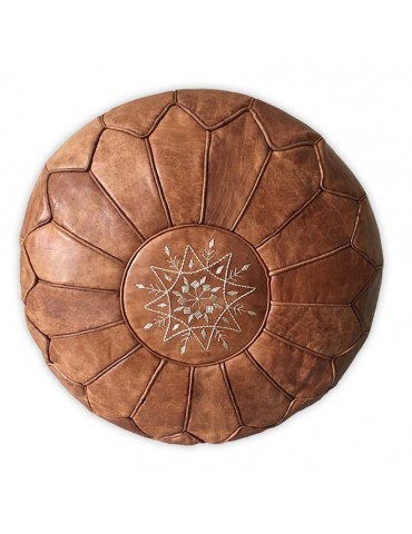 Morocco crafts leather pouffe