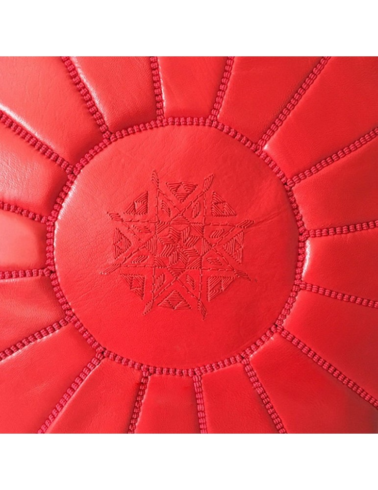 Pouf Marocchino Pelle Vera Pouf Marocchino In Vera Pelle - Fatto A Mano, Non Imbottito, Colore Arancione Pouf Decorativo Salotto Camera - 3