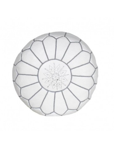 Řemeslné výrobky Marrakech bílý kožený pouf