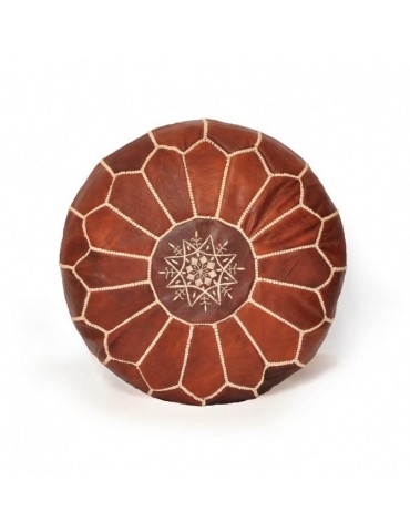 Puf artesanal Marrakech en cuero genuino