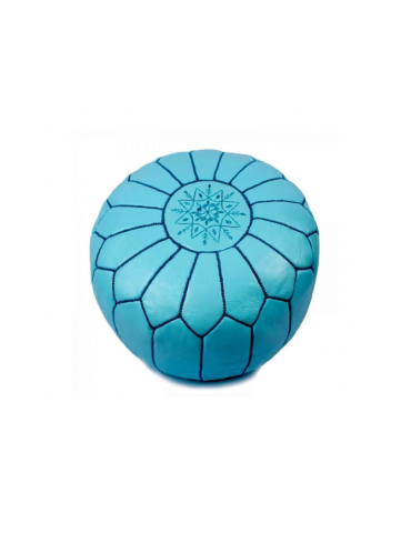 Pouf Bleu en vrai cuir