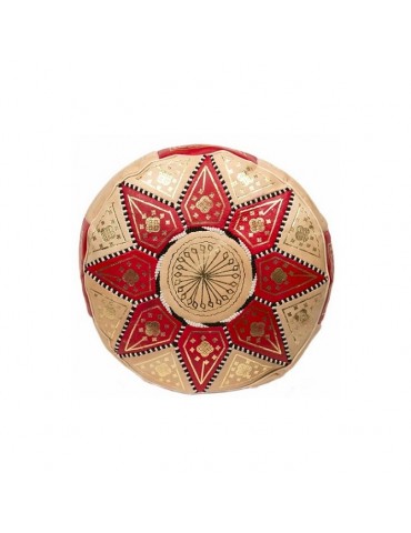 Håndværk Marrakech pouffe i rødt læder