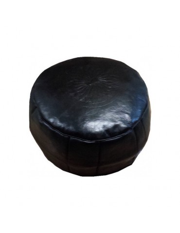 Stool in real natural leather Black