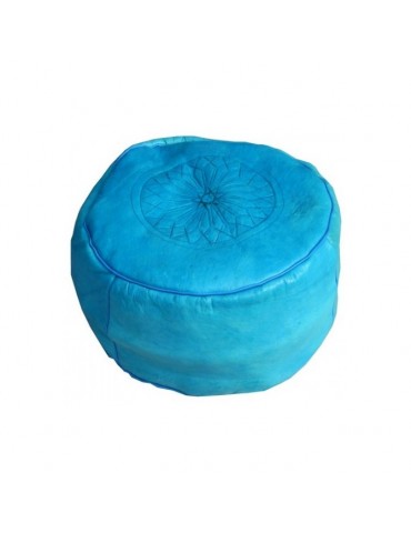 Stool in real natural leather Blue