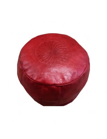 Stool in real natural leather Red