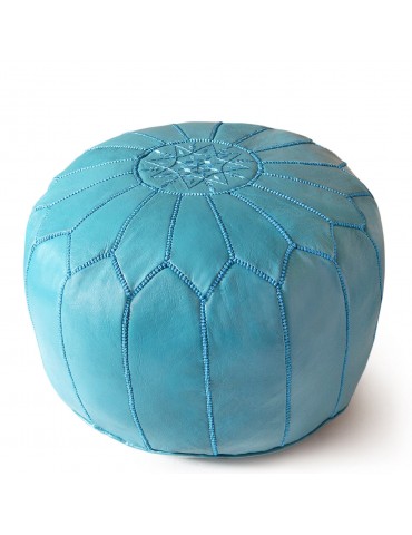 Pouf blu in vera pelle