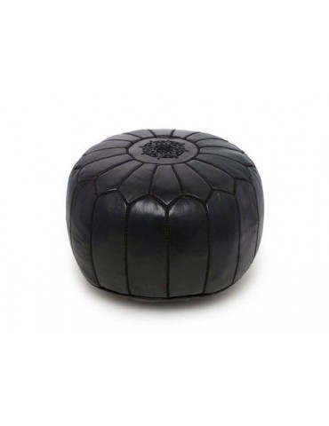Grande pouf in vera pelle nera