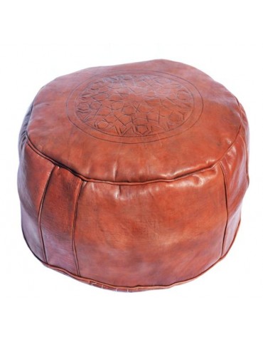 Pouf Marron en cuir naturel finition haut de gamme