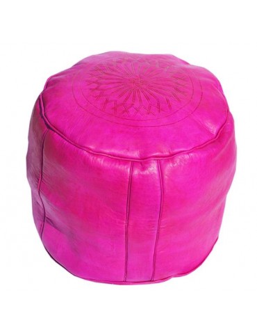 Rose pouf in natural leather with a quality finish