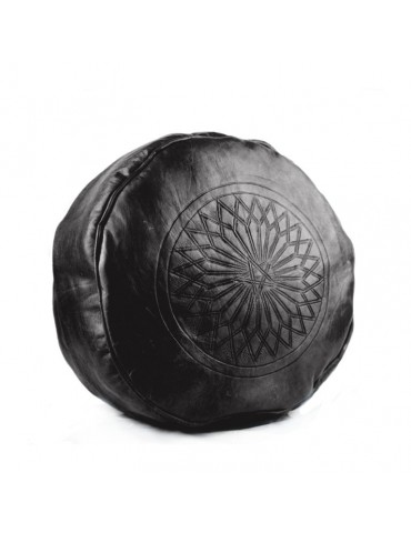 Black leather pouf for...