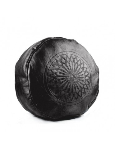 Pouf Noir en cuir pour salon