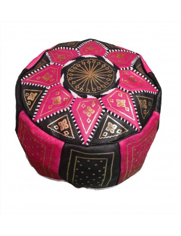 Black and pink leather pouf...